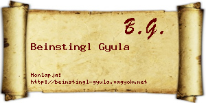 Beinstingl Gyula névjegykártya